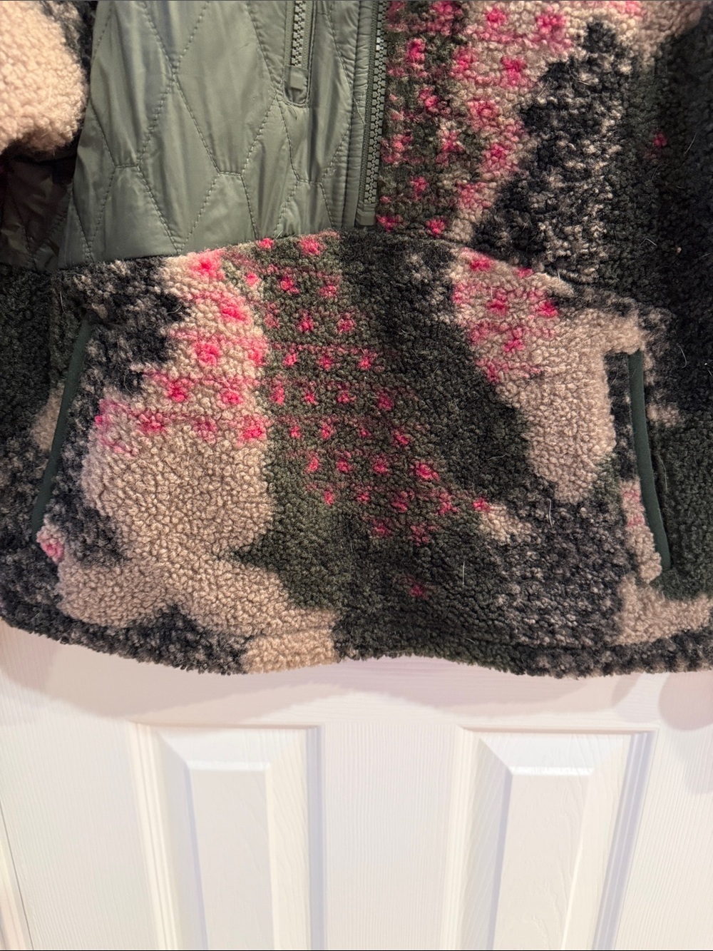 JoyLab Olive, Pink & Cream Sherpa Pullover - Picture 4 of 9